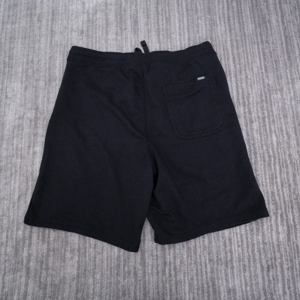 Eddie Bauer Lounge Shorts Mens Large Black Cotton Blend Drawstring Zip Pockets